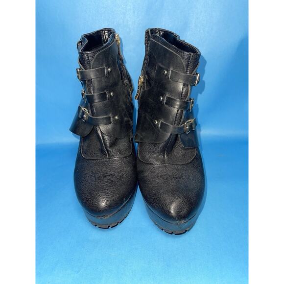 BCBGeneration Black Strappy Platform Ankle Boots Buckle Women’s 9M - Picture 2 of 9